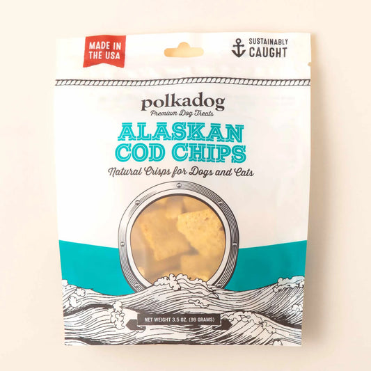 Wild Alaskan Cod Chips - Premium Freeze Dried Dog & Cat Treats | Single Ingredient Fish Treats 3.5oz - Pets Perfect