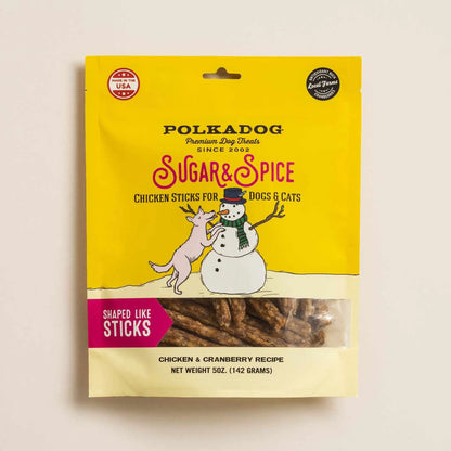 Polka Dog Holiday Pouch Sugar & Spice Chicken Cranberry Dog Treats - 5oz Natural Training Treats - Pets Perfect