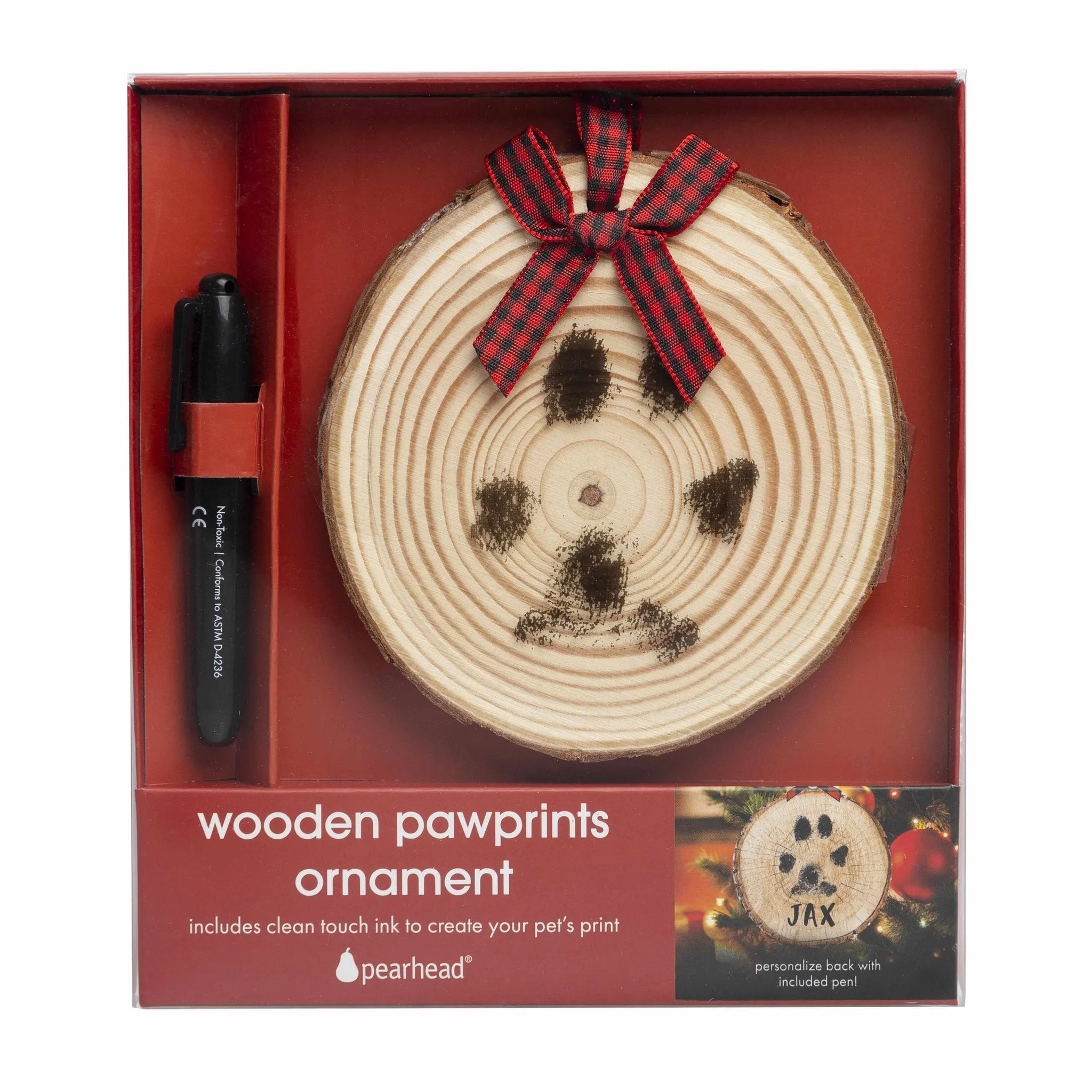 Pearhead Wooden Pawprints Ornament