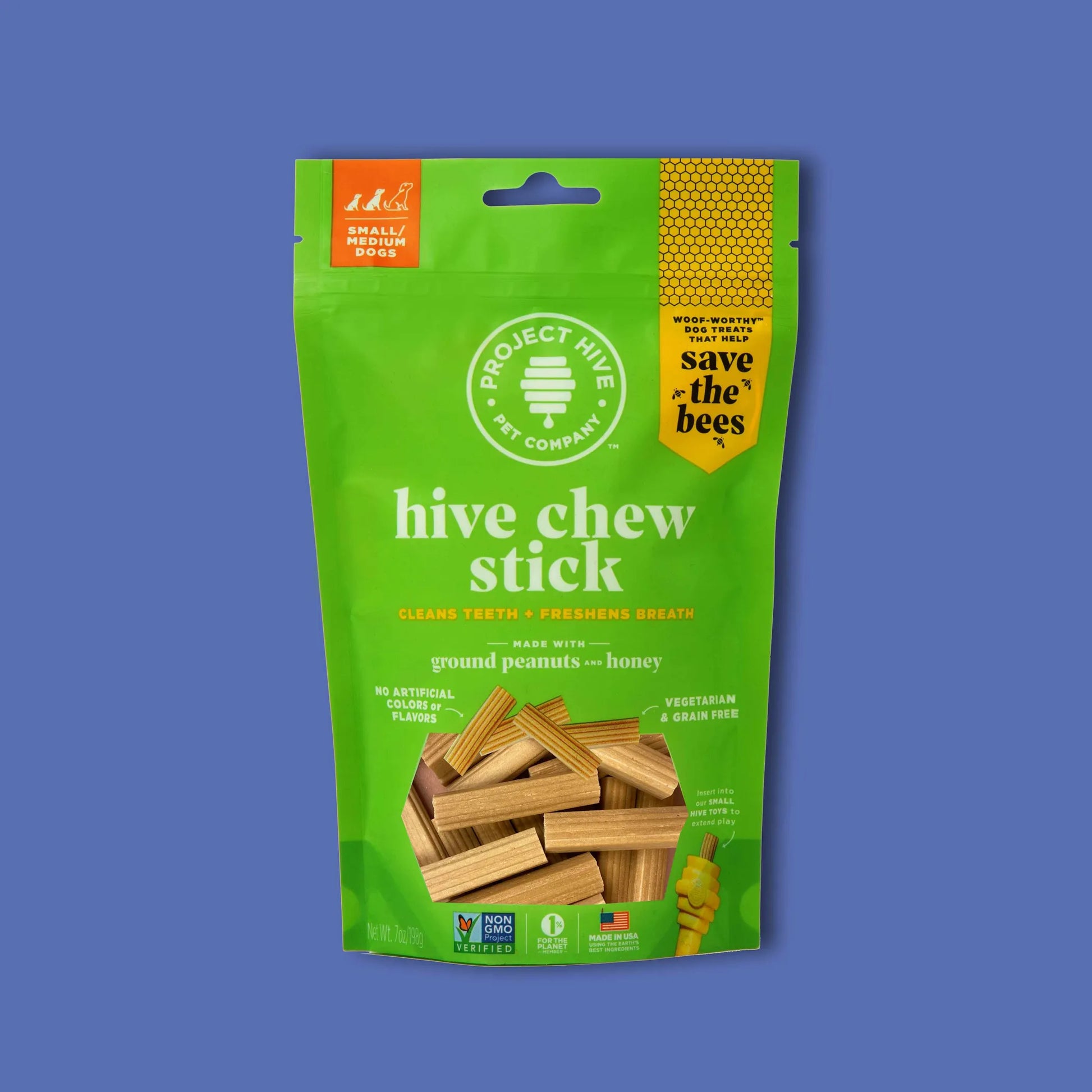 Project Hive Chew Stick Dog Treats - Natural Honey & Peanut Butter Flavor Dental Chews - Pets Perfect