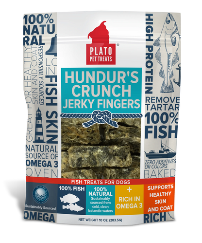 Plato Hundur's Crunch Codfish Skin Jerky Treats for Dogs - Natural Dental Chews - Pets Perfect