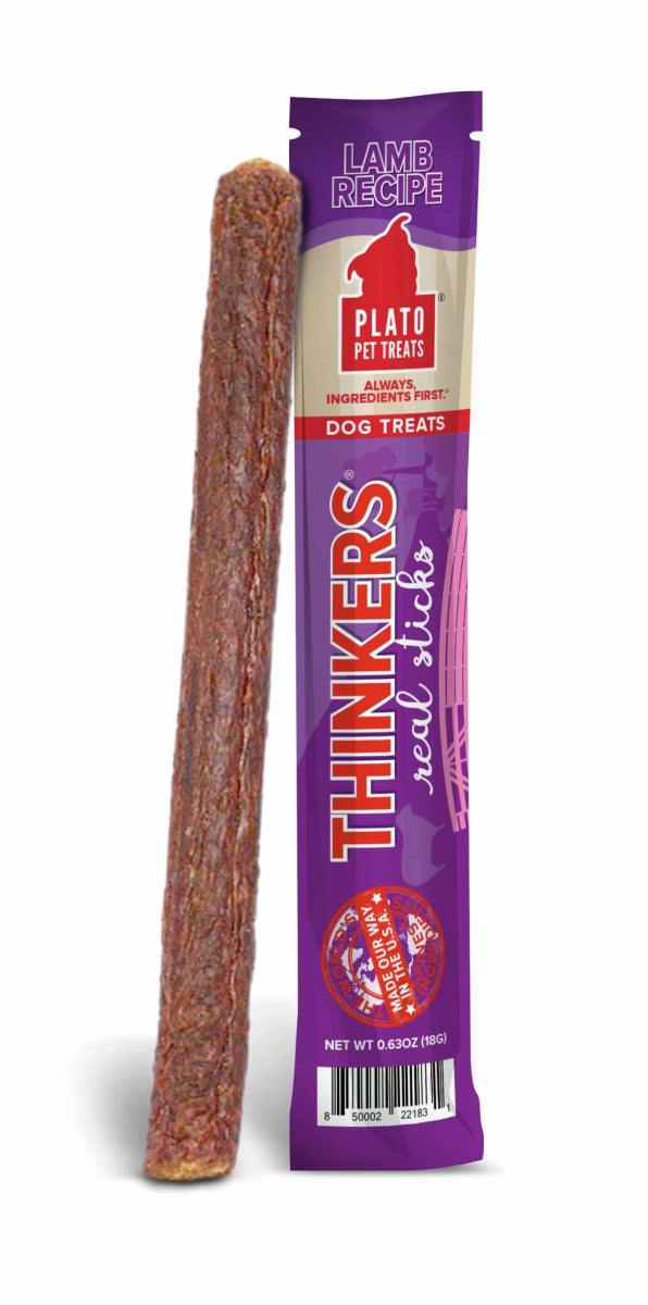 Plato Thinkers Singles Lamb Dog Treats - Freeze Dried Single Ingredient Training Sticks for Dogs - Pets Perfect
