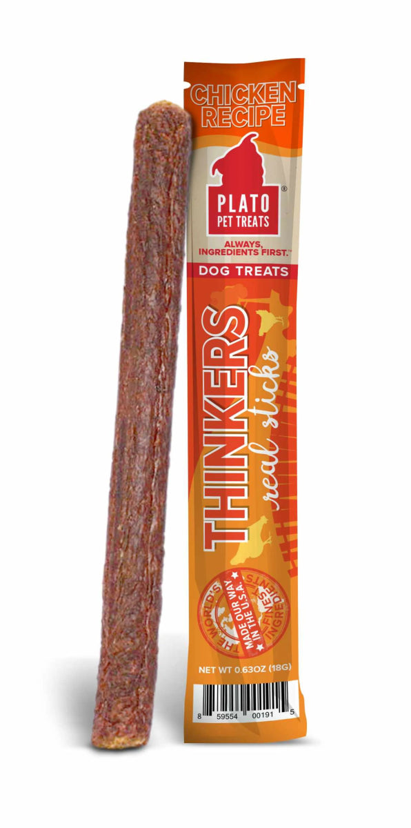 Freeze Dried Chicken Dog Treats - Plato Thinkers Singles | 100% Real Chicken Training Treats 1oz - Pets Perfect