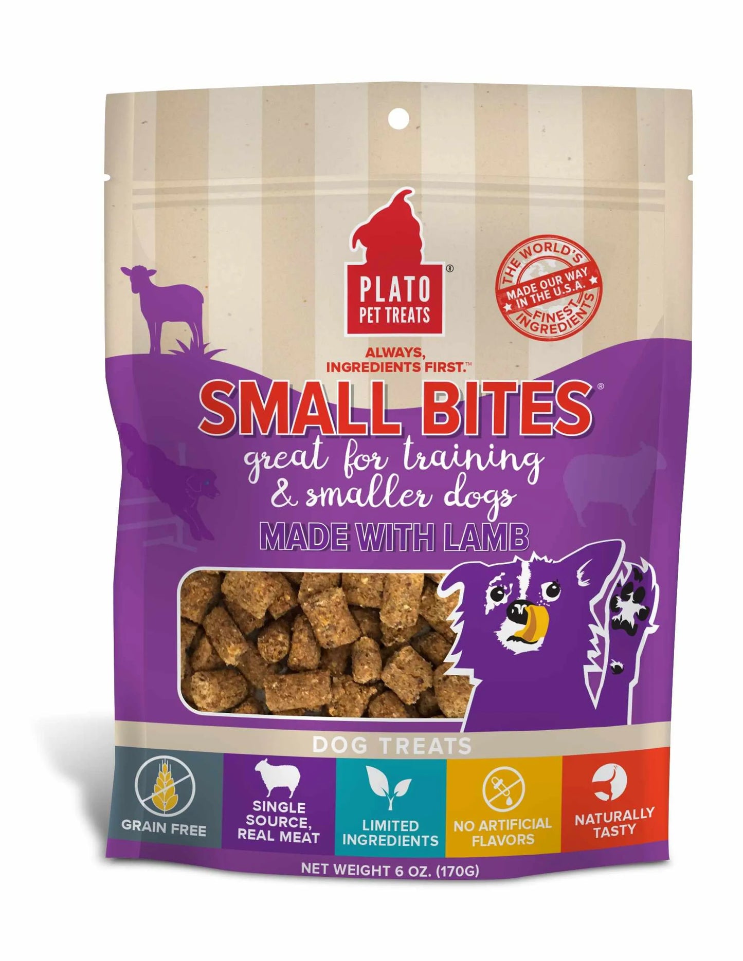 Plato Lamb Small Bites - Freeze-Dried Training Treats for Dogs.