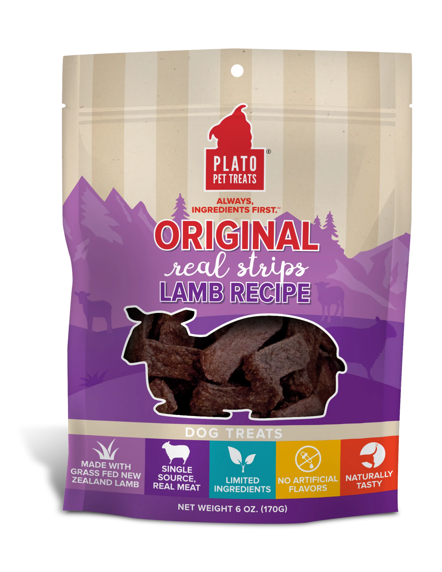 Lamb Real Strips Dog Treats - Soft Air-Dried Protein for Training & Sensitive Stomachs.