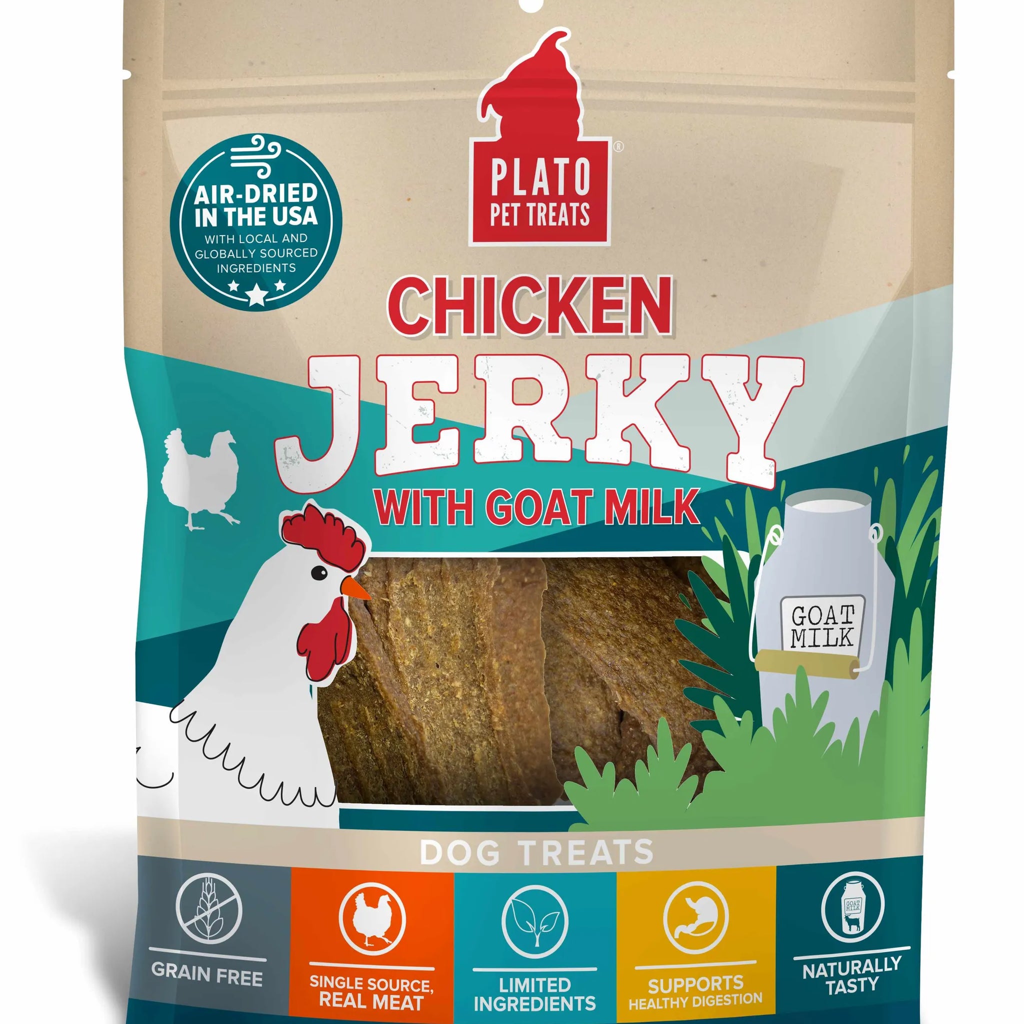 Plato Pet Treats Chicken Jerky with Goat's Milk