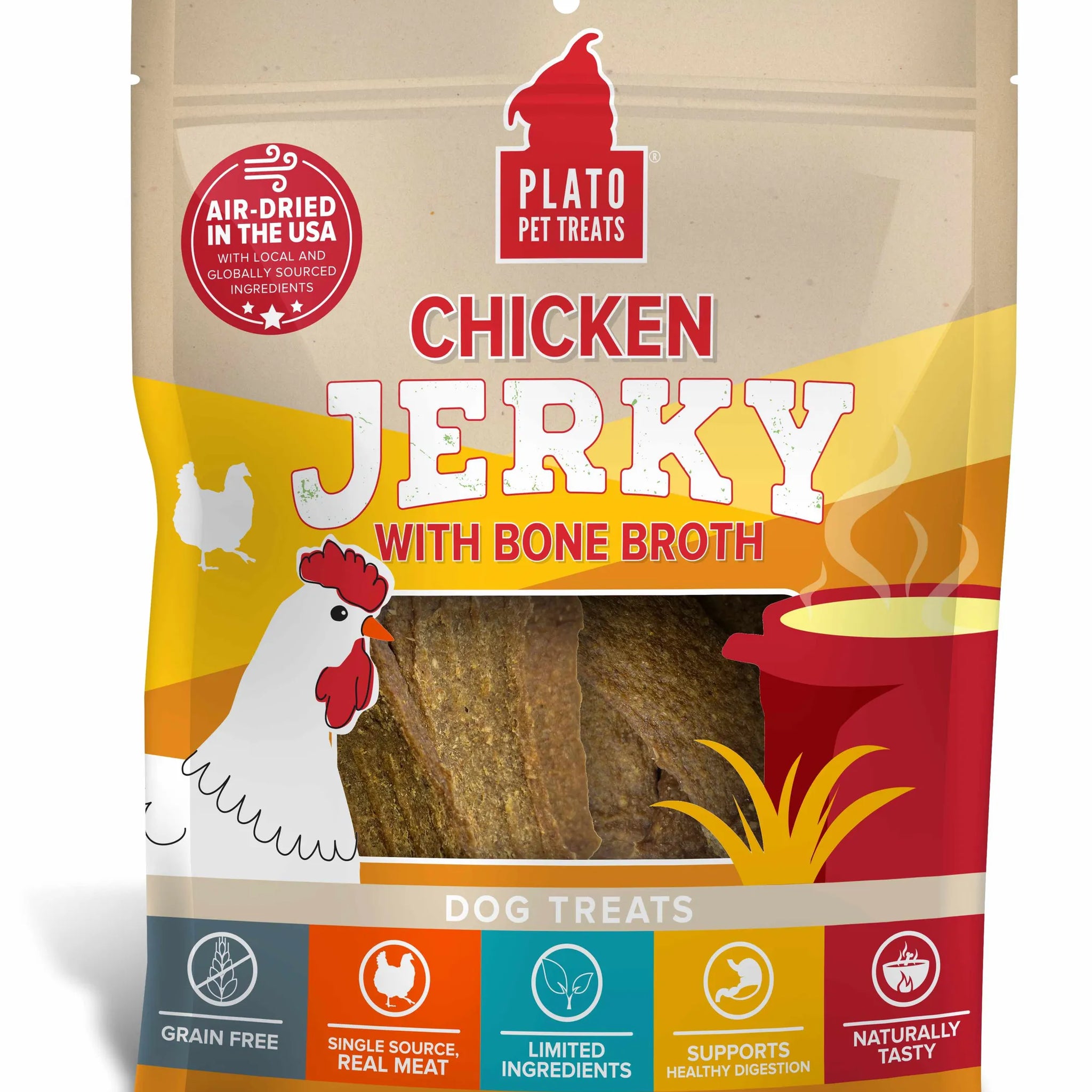 Plato Pet Treats Chicken Jerky with Bone Broth
