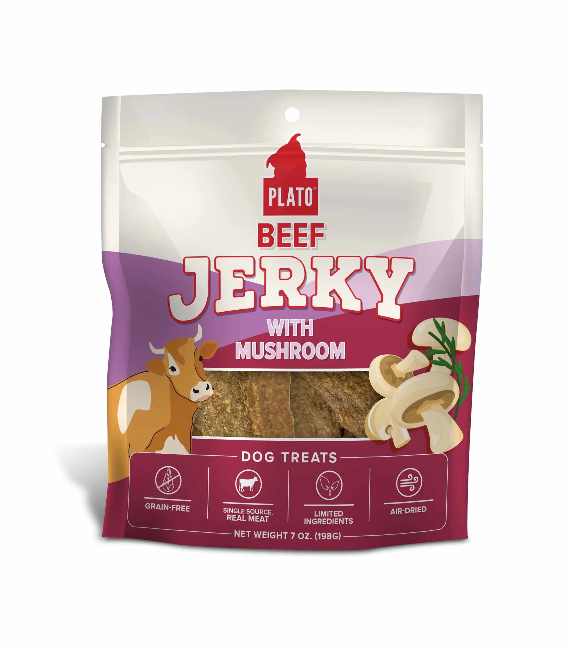 Plato Beef Jerky with Mushroom - Immune Support Strips (16oz).