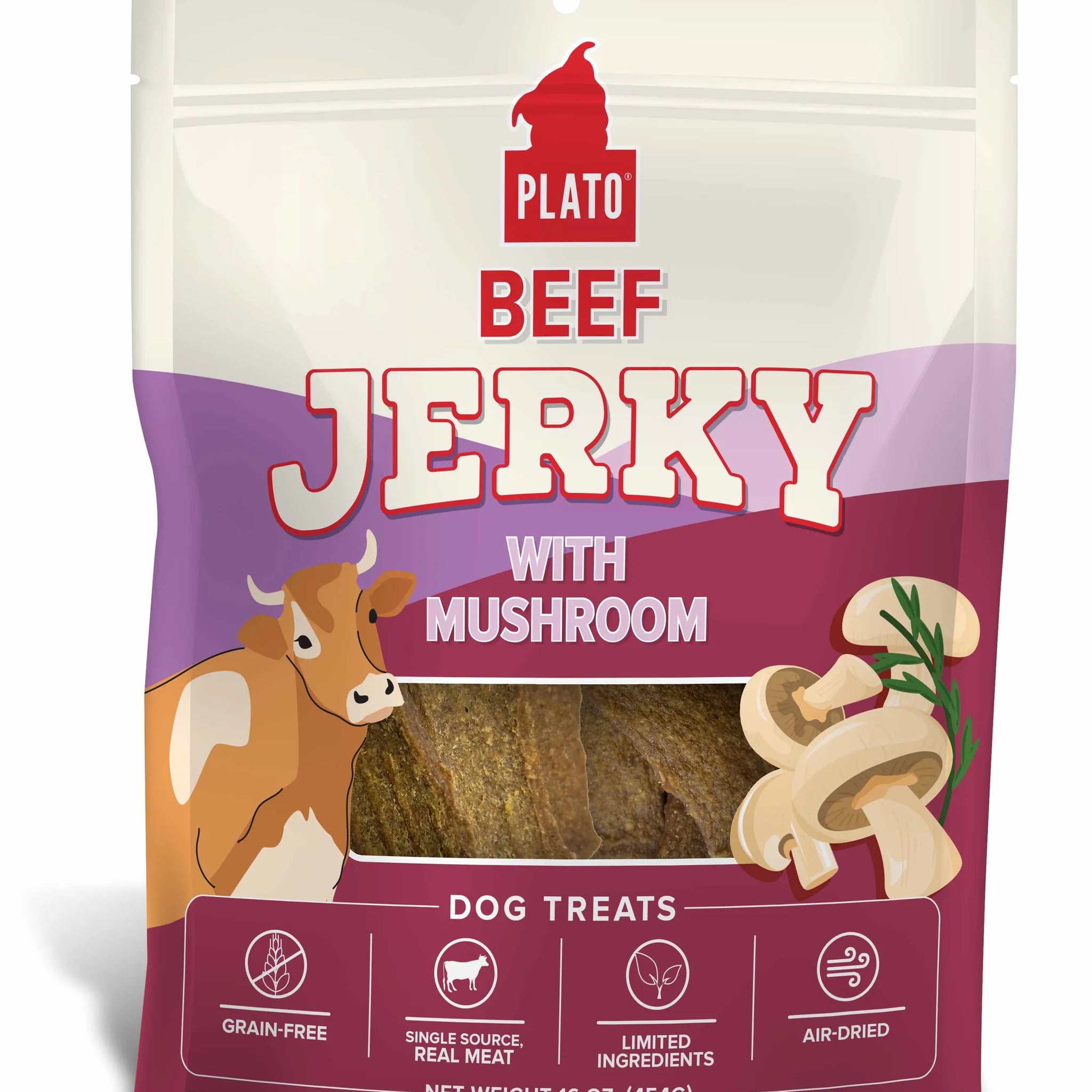 Plato Beef Jerky with Mushroom Dog Treats