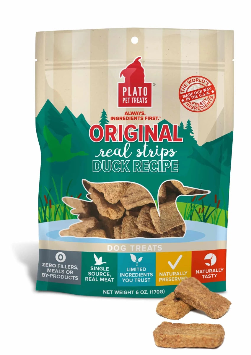 Plato Duck Strips - Freeze-Dried Novel Protein Dog Chews (18 oz) - Pets Perfect