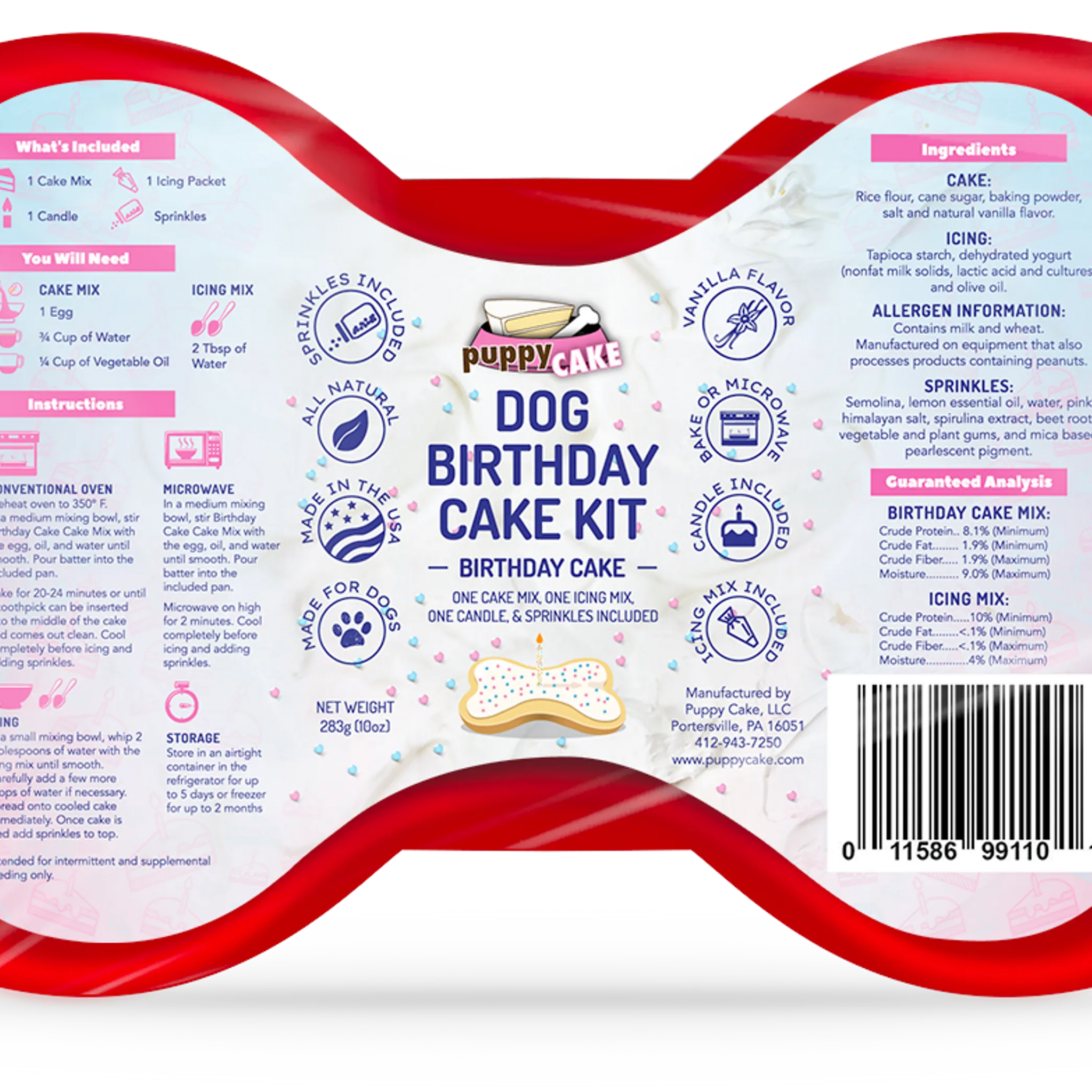 Puppy Cake Dog Birthday Cake Kit  Birthday Cake Flavor with Pupfetti Sprinkles 10oz