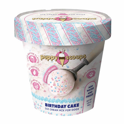 Puppy Cake Scoops Ice Cream Mix Birthday Cake with Pupfetti Sprinkles Pint Large 5.65 oz - Pets Perfect