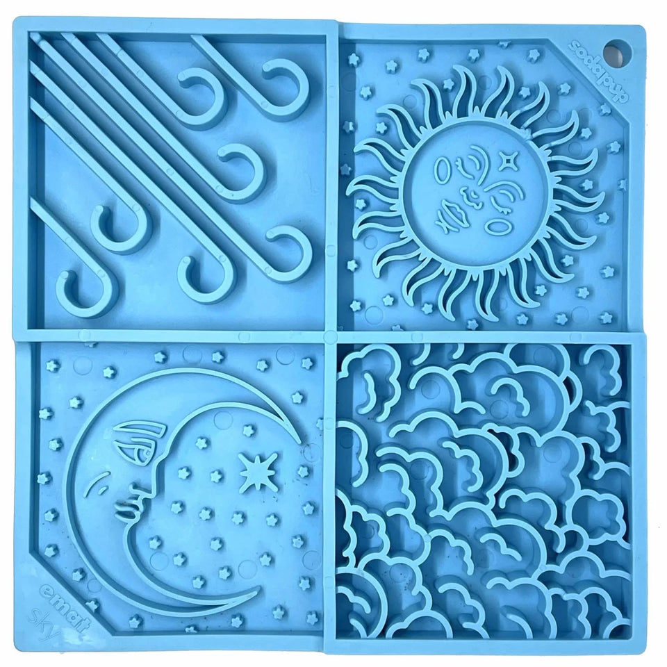 SodaPup eMat Enrichment Lick Mat Sky Design Sky Light Blue 8" - Pets Perfect