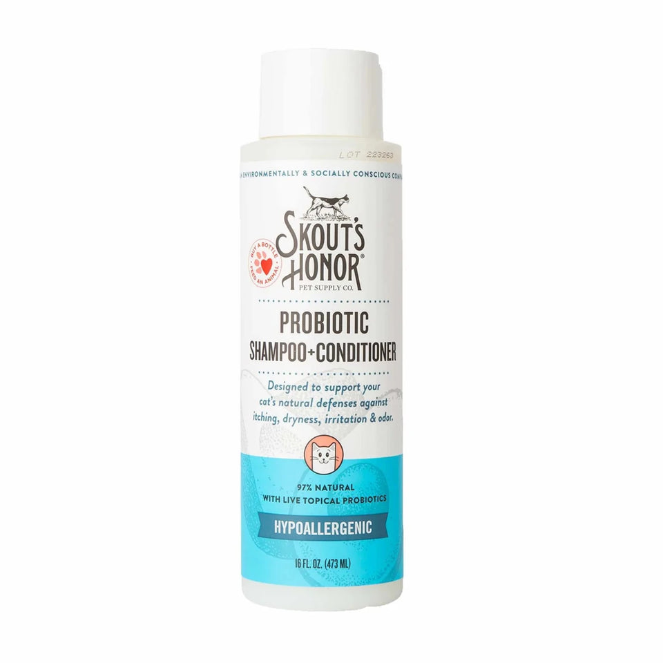 Skout's Honor Cat Probiotic Shampoo + Conditioner Fragrance-Free 16 oz - Pets Perfect