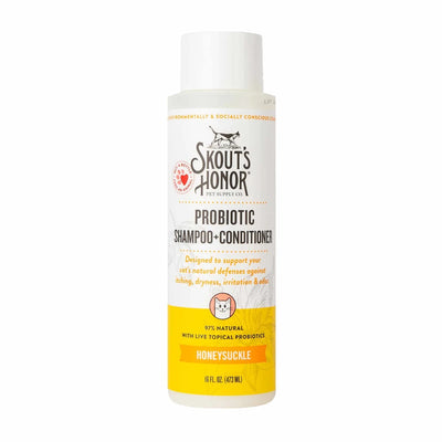Skout's Honor Cat Probiotic Shampoo + Conditioner Honeysuckle 16 oz - Pets Perfect