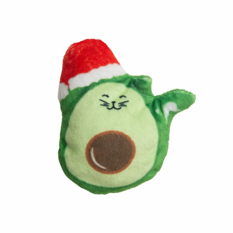 SnugArooz Avocato with Santa Hat (with Catnip) -4" - Pets Perfect