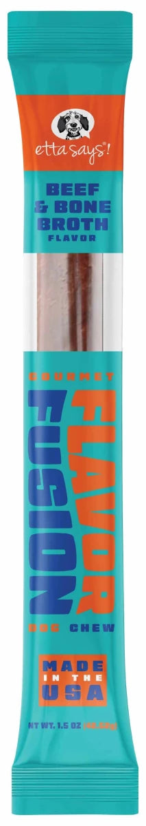 Etta Says! Flavor Fusion Dog Chew Beef and Bone Broth 1.5 oz 12 ct - Pets Perfect
