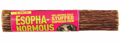Premium Beef Esophagus Dog Chew Stick - 5 Inch Bully Stuffed Natural Long-Lasting Treat for Dogs
