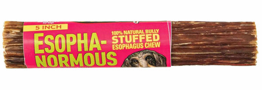 Premium Beef Esophagus Dog Chew Stick - 5 Inch Bully Stuffed Natural Long-Lasting Treat for Dogs