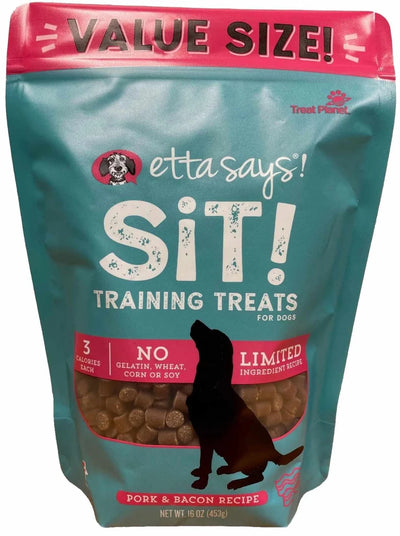 Etta Says! Sit! Dog Training Dog Treats Bacon Recipe Value Bag 16 oz - Pets Perfect