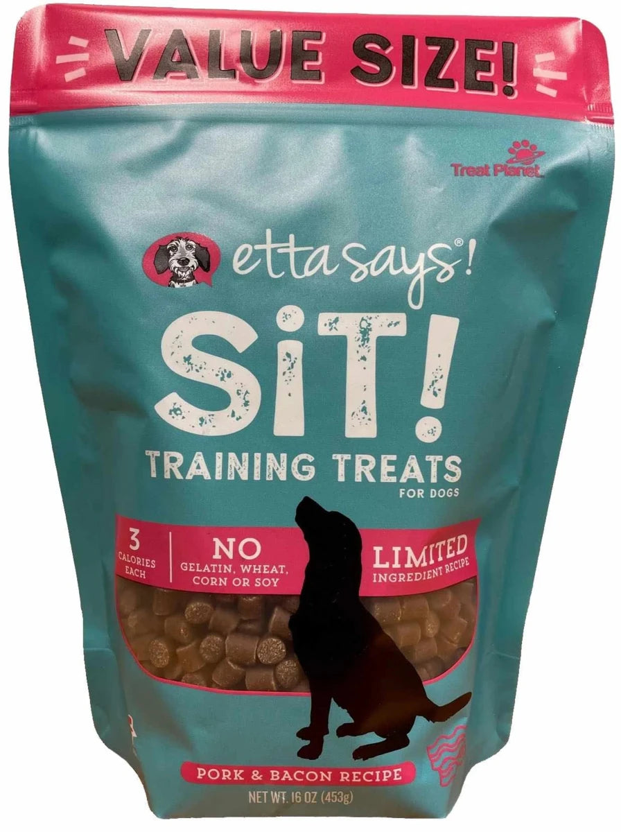 Etta Says! Sit! Dog Training Dog Treats Bacon Recipe Value Bag 16 oz - Pets Perfect