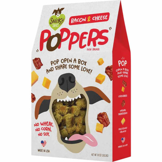 Snicky Snaks Bacon and Cheese Poppers Dog Treats - Crunchy Bite-Sized Training Treats 10 oz