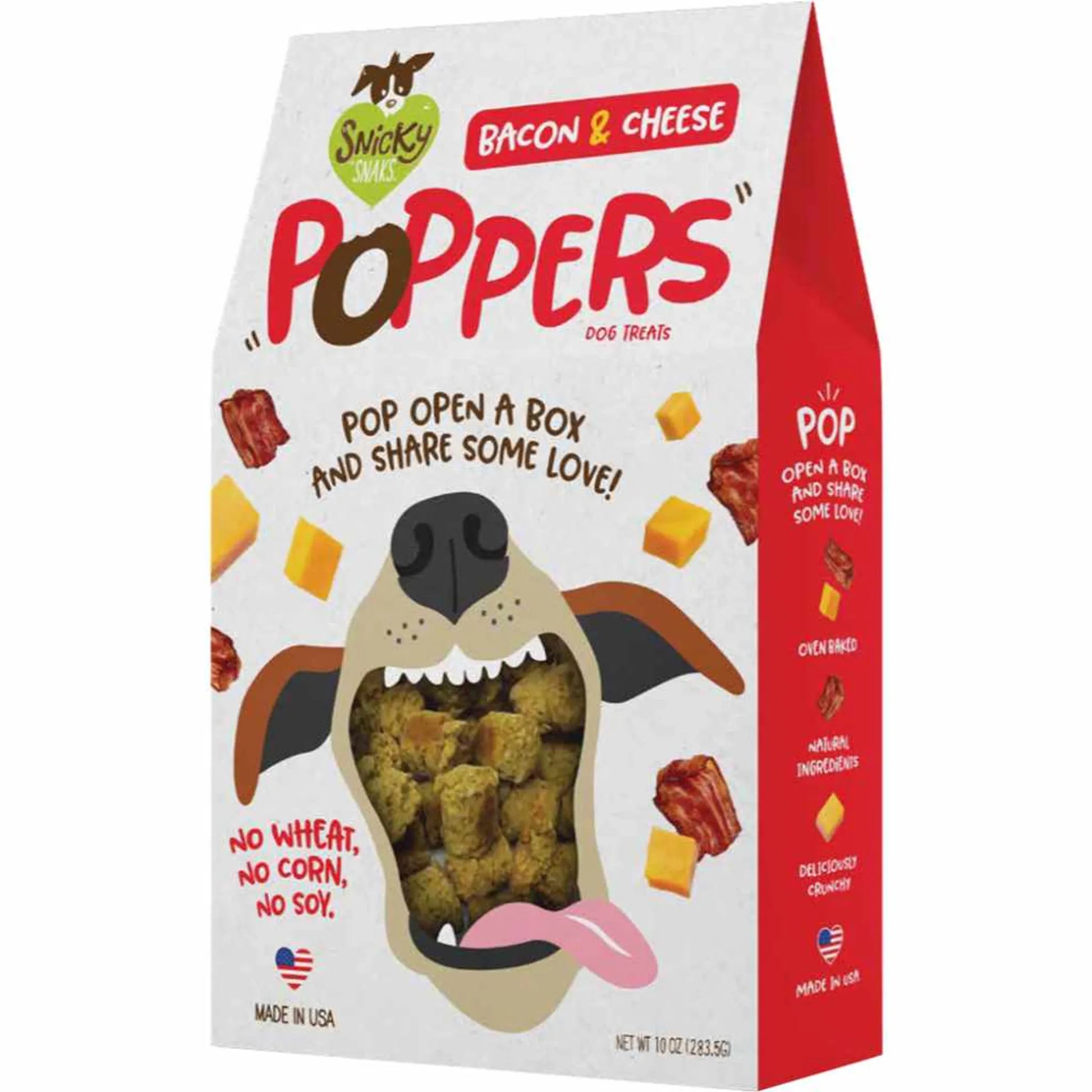 Snicky Snaks Bacon and Cheese Poppers Dog Treats - Crunchy Bite - Sized Training Treats 10 oz - Pets Perfect