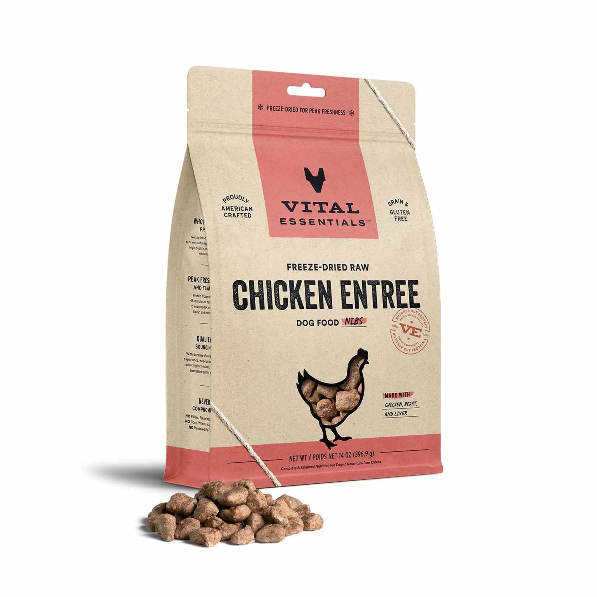 Vital Essentials(R) Freeze-Dried Raw Chicken Entree Dog Food Nibs, 14 oz