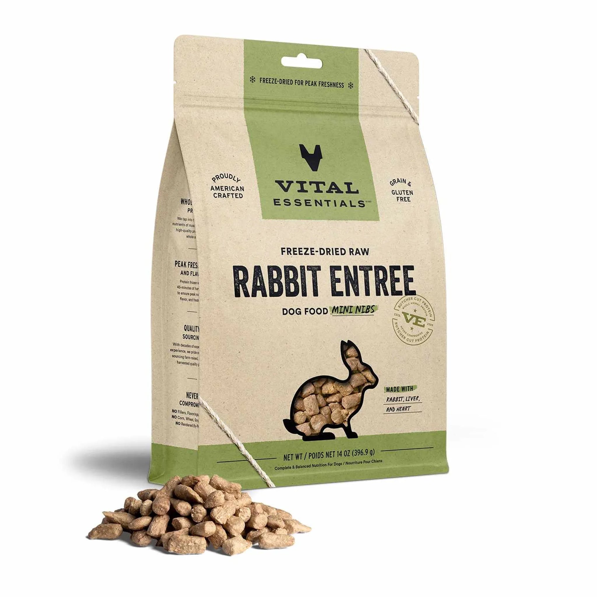 Vital Essentials(R) Freeze-Dried Raw Rabbit Entree Dog Food Mini Nibs,