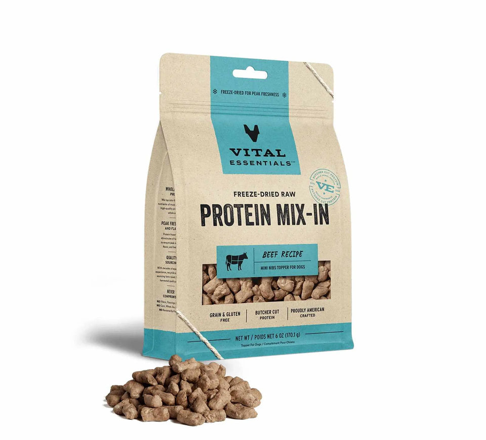 Vital Essentials FD Raw Beef Protein Mix-in Meal Topper for Dogs, 6 oz, 1