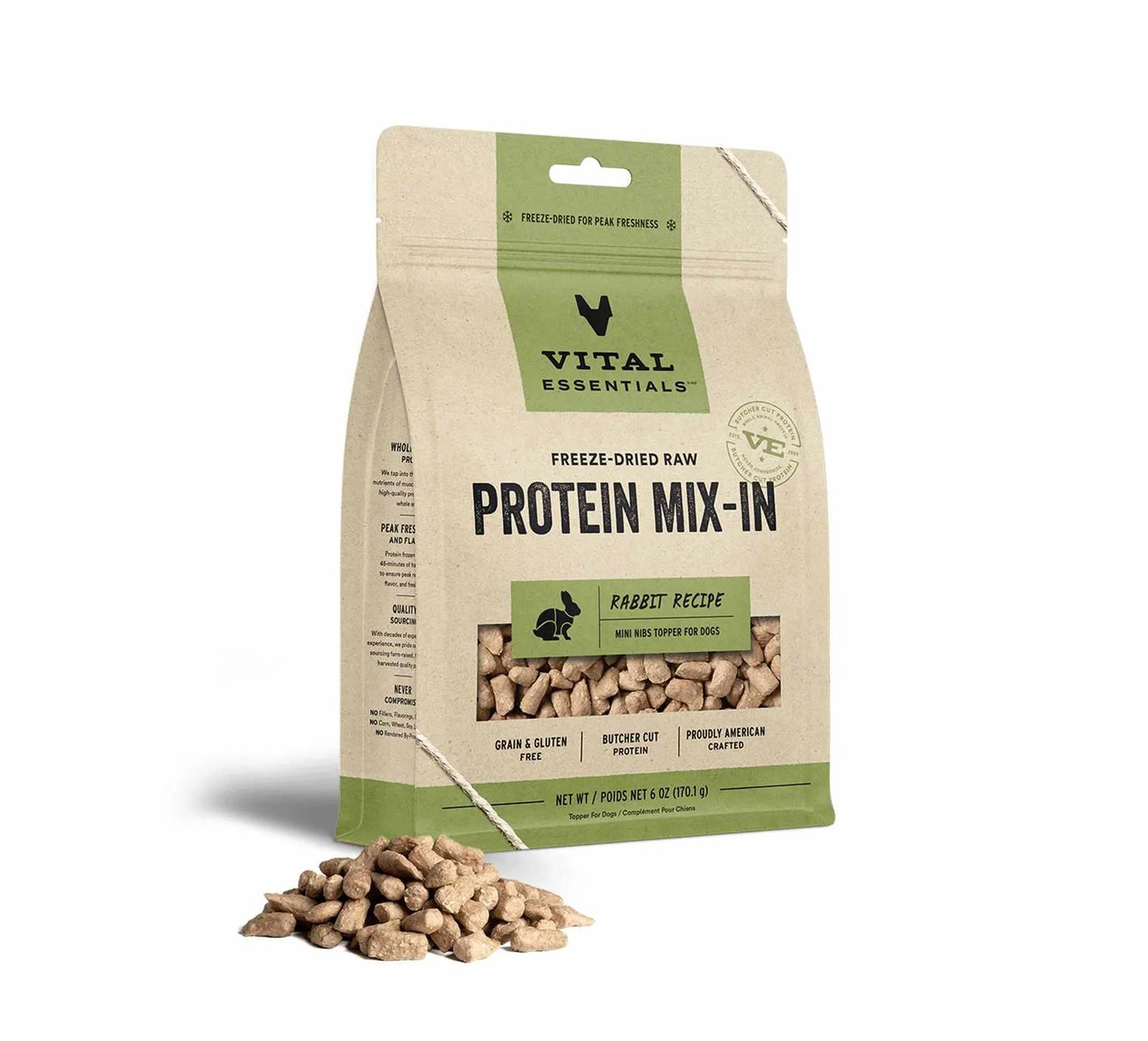 Vital Essentials Freeze-Dried Raw Rabbit Protein Mix-In Meal Topper for Dogs