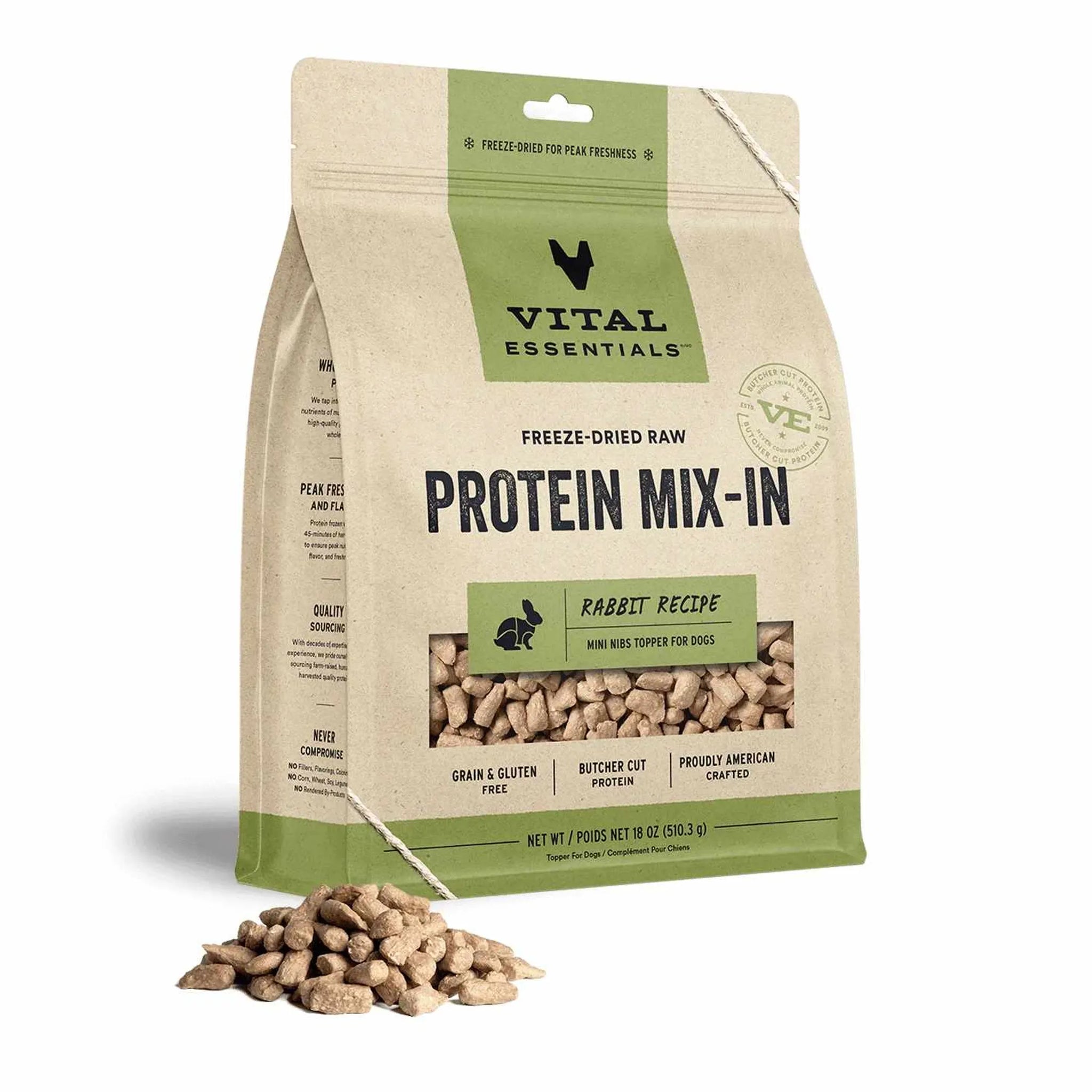 Vital Essentials(R) Freeze-Dried Raw Rabbit Protein Mix-In Meal Topper for Dogs,