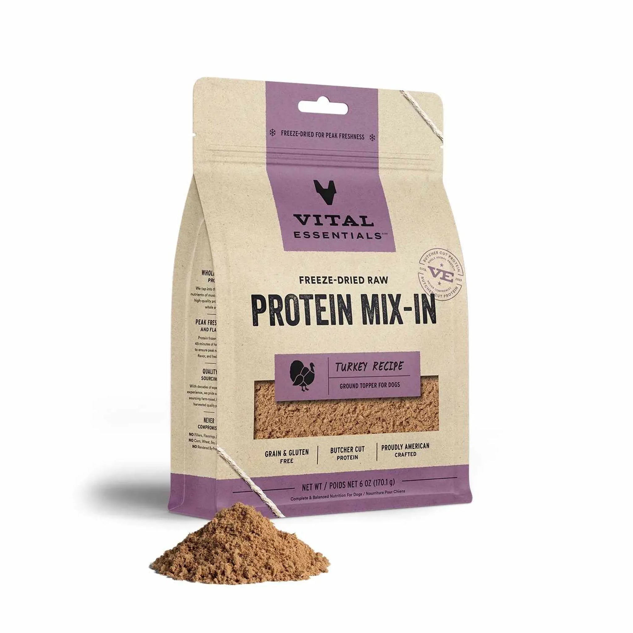 Vital Essentials(R) Freeze-Dried Raw Turkey Protein Mix-In Ground Topper for Dogs,