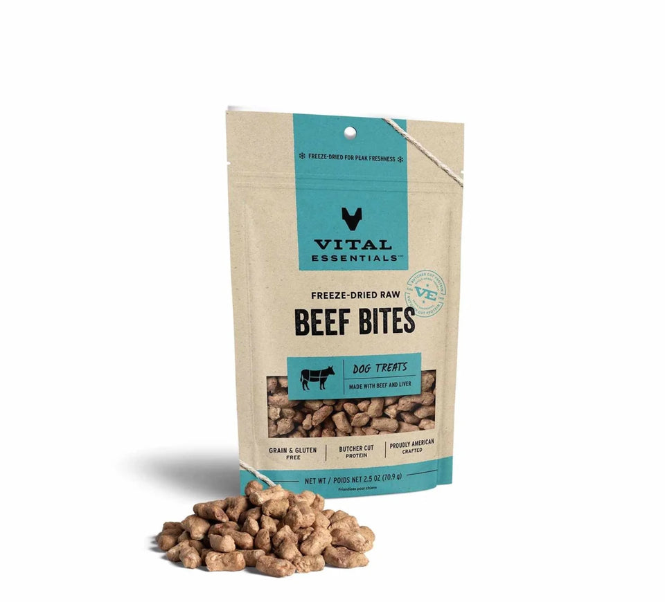 Vital Essentials Freeze-Dried Beef Bites Dog Treats - Pets Perfect