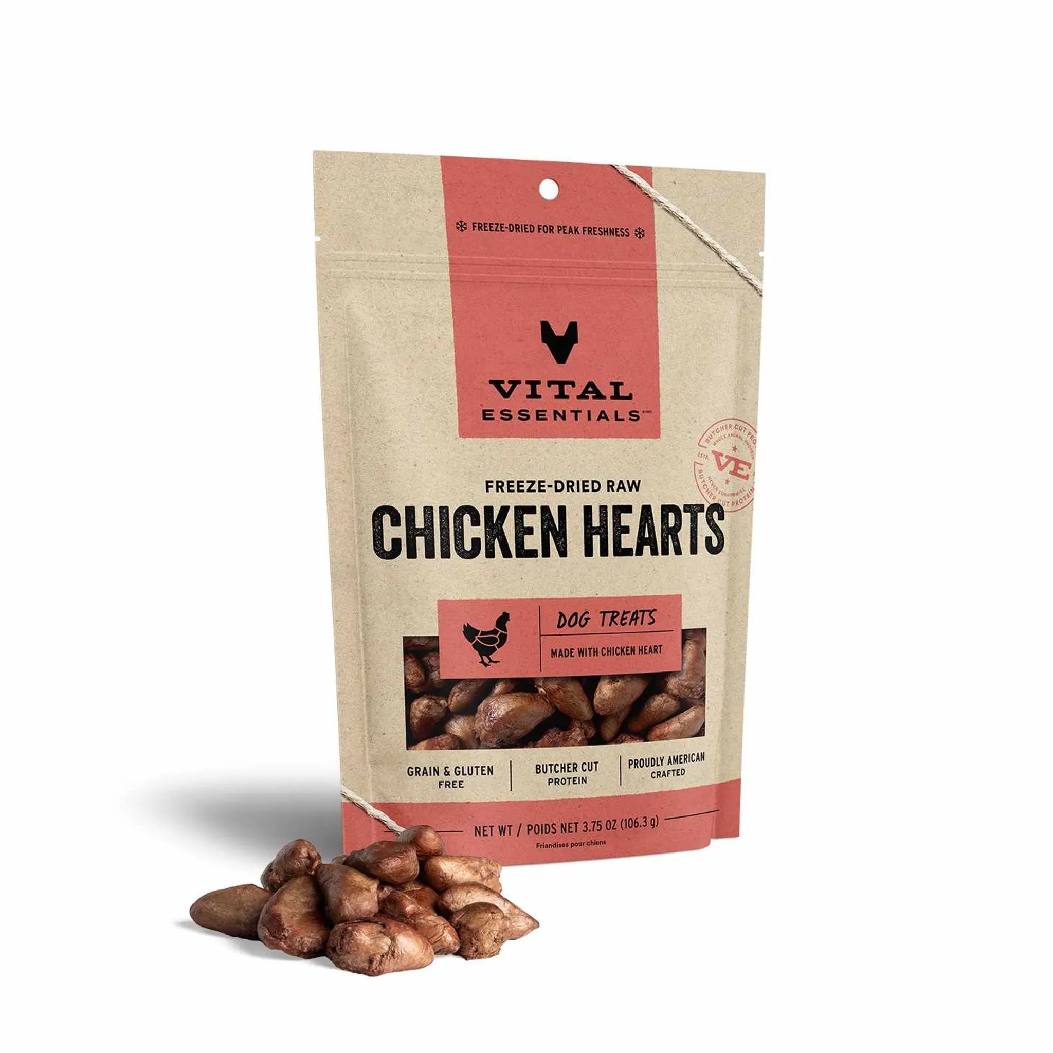 Vital Essentials(R) Freeze-Dried Chicken Hearts Dog Treats,