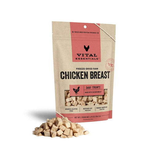 Vital Essentials Freeze-Dried Raw Chicken Breast Dog Treats - Single Ingredient High-Protein Training Treats