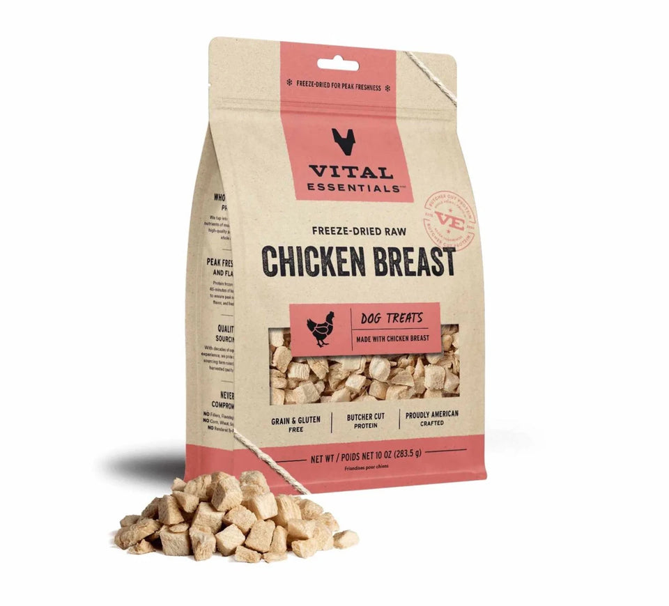 Vital Essentials Freeze-Dried Raw Chicken Breast Dog Treats 10 oz - Pets Perfect