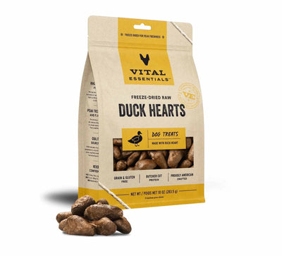 Vital Essentials Freeze-Dried Raw Duck Hearts Dog Treats 10 oz - Pets Perfect