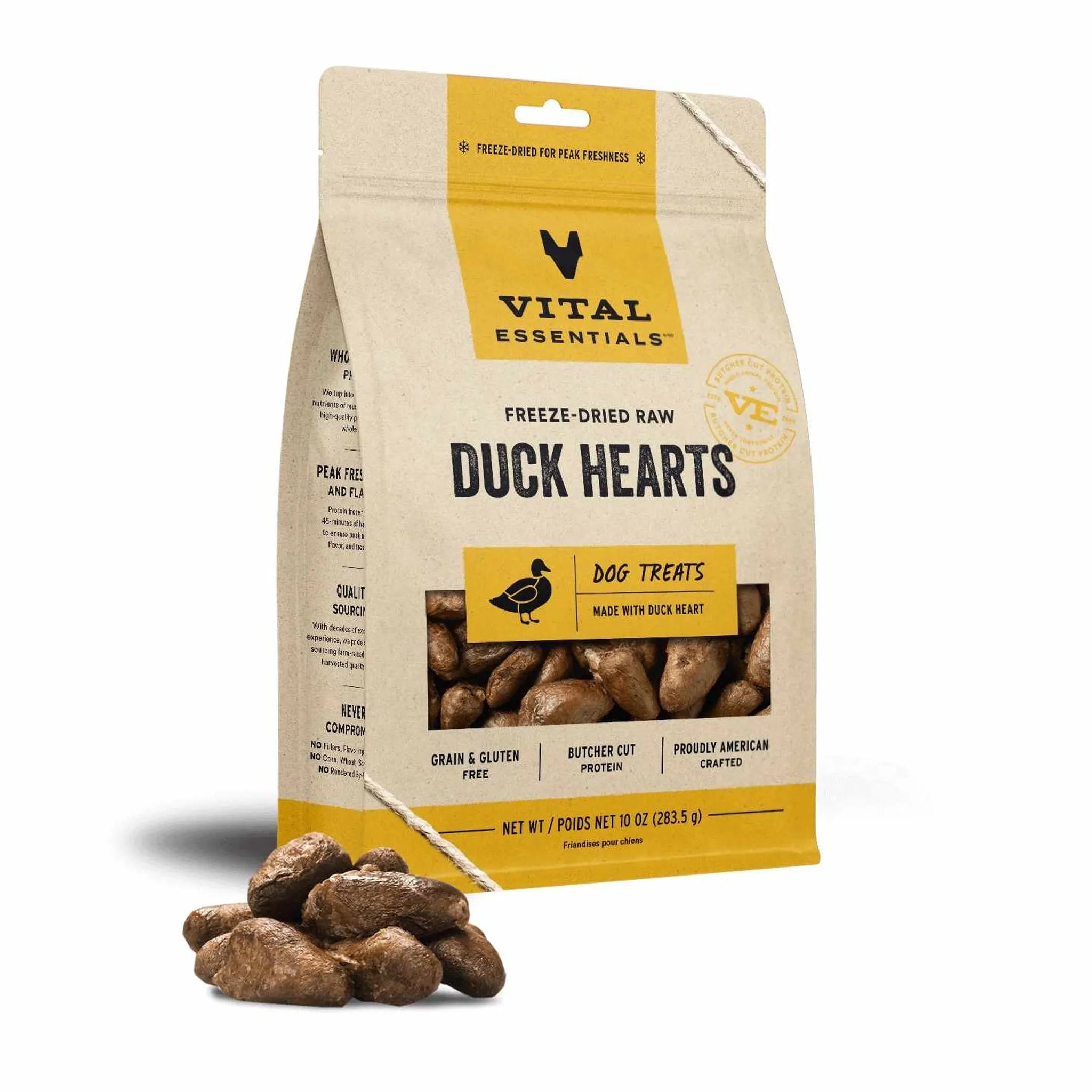 Vital Essentials(R) Freeze-Dried Raw Duck Hearts Dog Treats, 10 oz