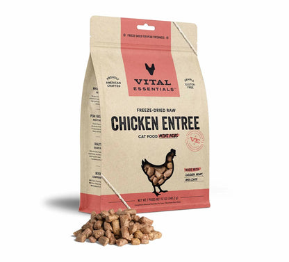 Vital Essentials(R) Freeze - Dried Raw Chicken Entree Cat Food Mini Nibs, - Pets Perfect