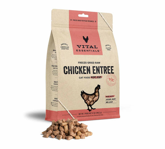 Vital Essentials(R) Freeze - Dried Raw Chicken Entree Cat Food Mini Nibs, - Pets Perfect