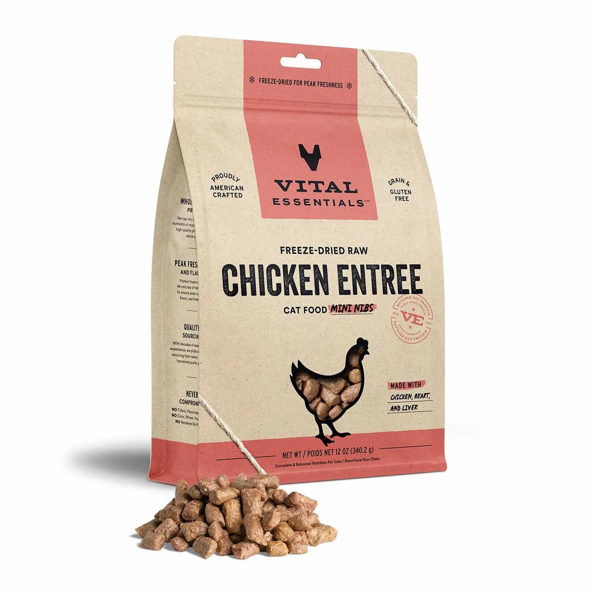 Vital Essentials(R) Freeze-Dried Raw Chicken Entree Cat Food Mini Nibs,