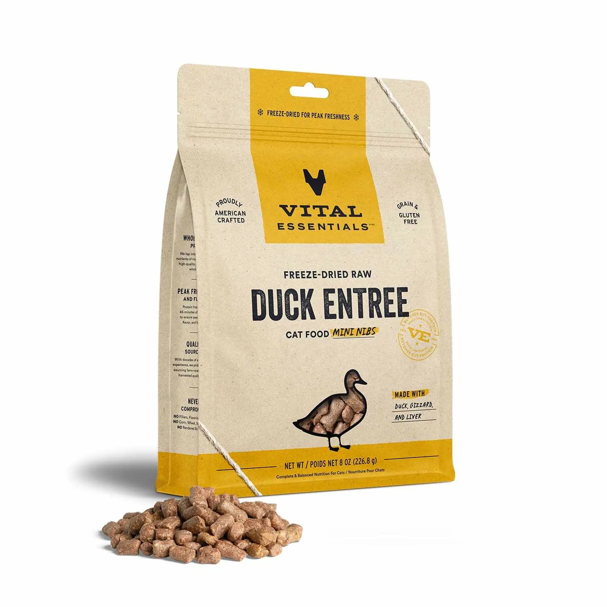 Vital Essentials(R) Freeze-Dried Raw Duck Entree Cat Food Mini Nibs,