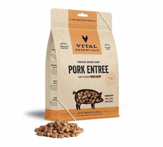 Vital Essentials(R) Freeze - Dried Raw Pork Entree Cat Food Mini Nibs - Pets Perfect