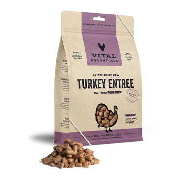 Vital Essentials Freeze-Dried Raw Turkey Entree Cat Food Mini Nibs - Pets Perfect