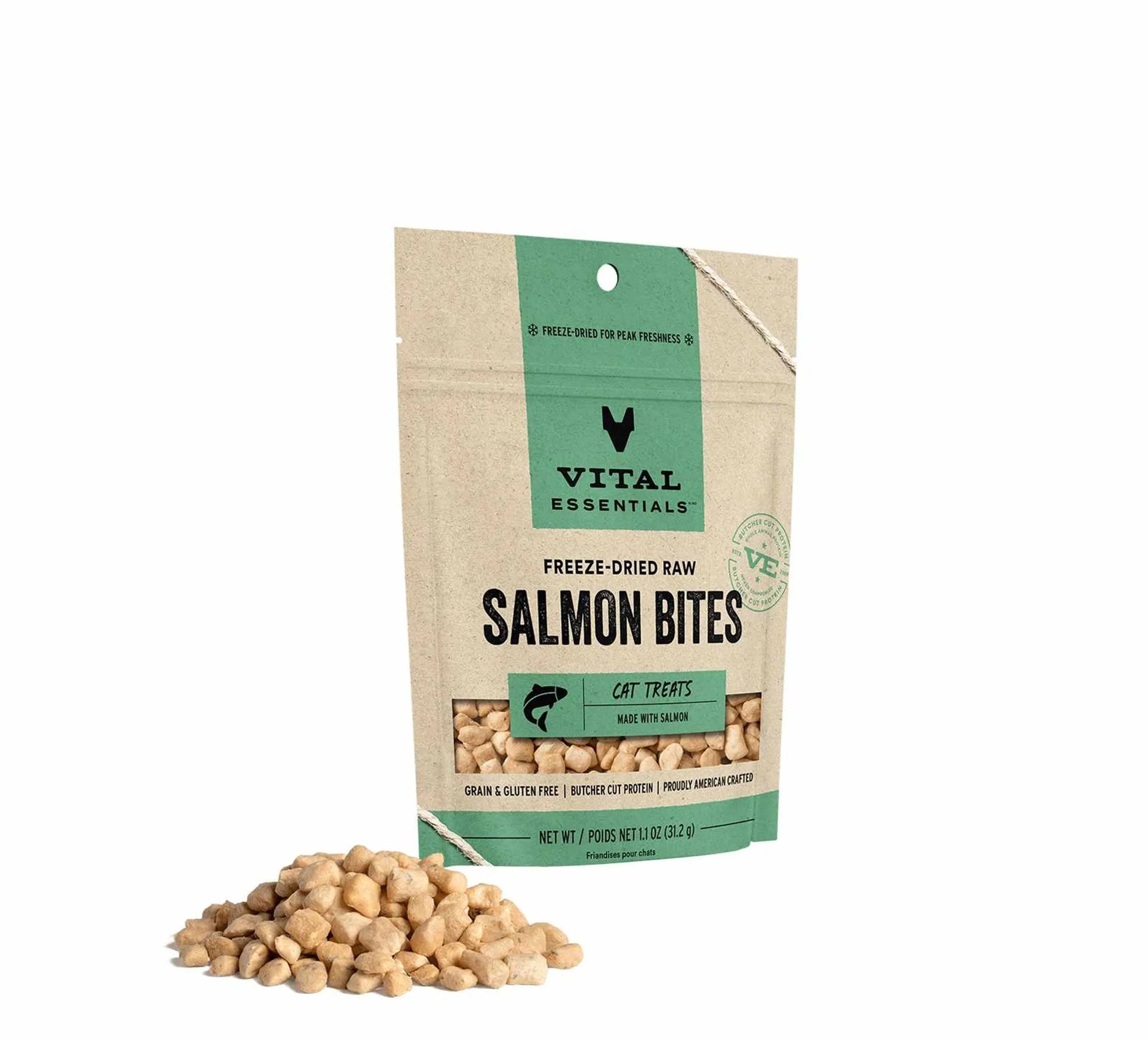 Vital Essentials(R) Freeze - Dried Salmon Bites Cat Treats, 1.1 oz - Pets Perfect