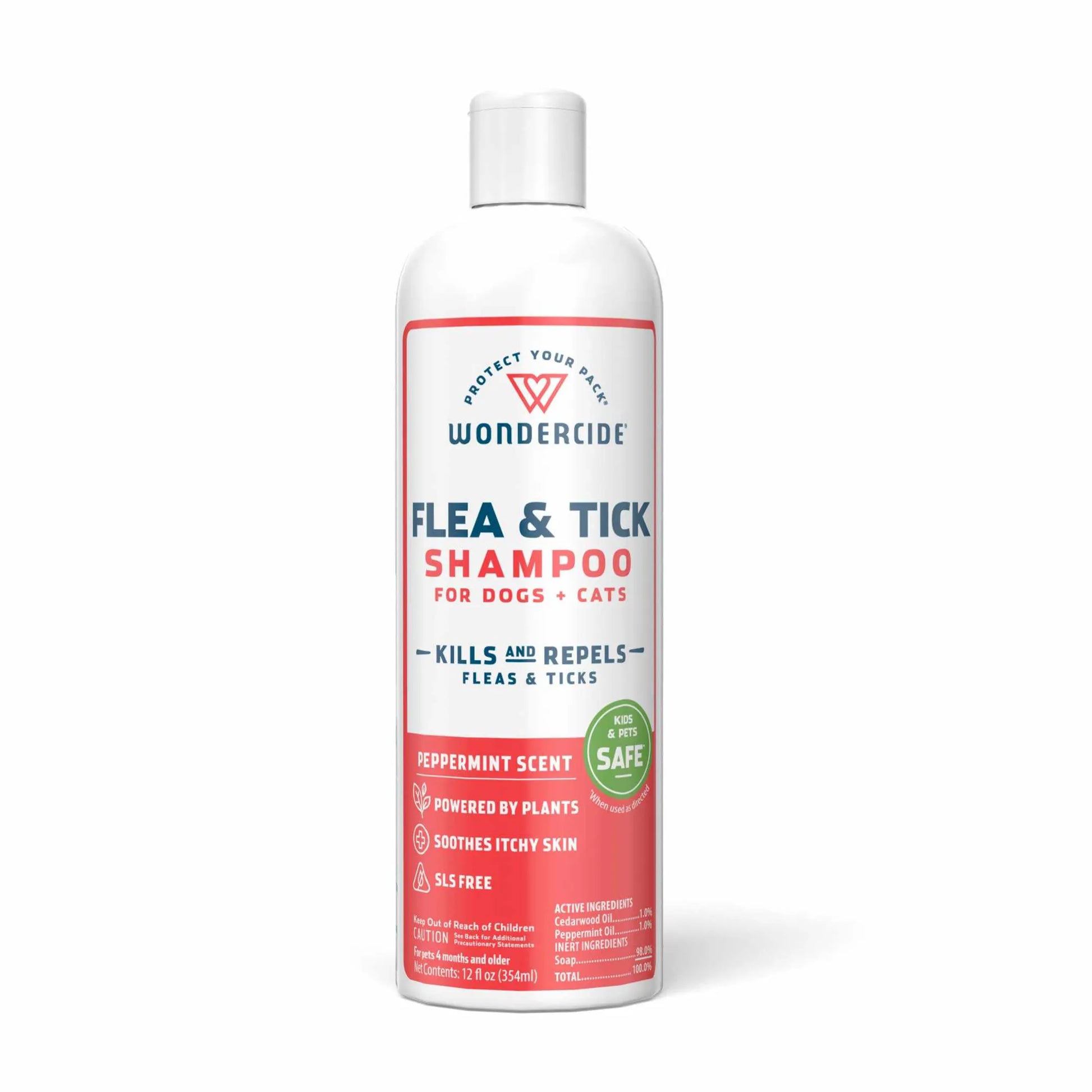 Wondercide Flea & Tick Shampoo for Dogs + Cats - 12oz. liquid shampoo - Peppermint - Pets Perfect