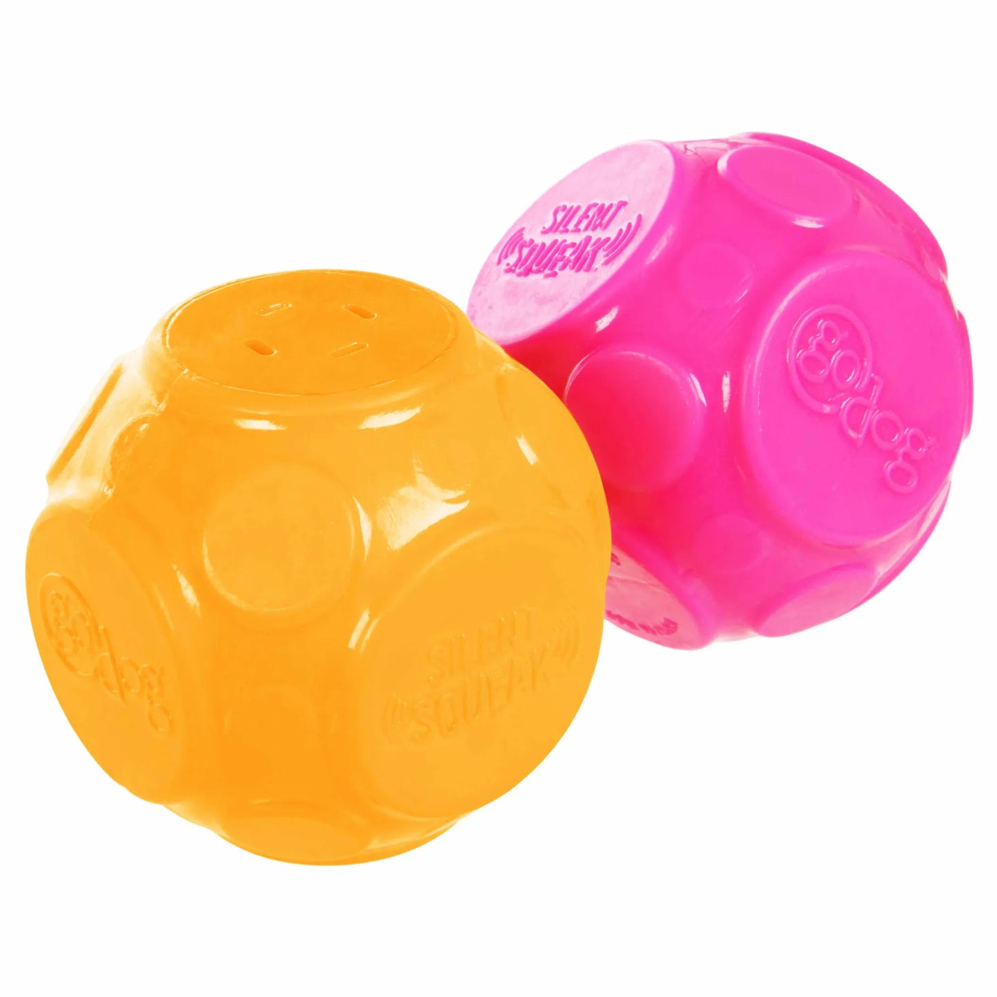 goDog Silent Squeaker Ball Dog Toy 2-Pack - Quiet Chew Balls for Interactive Fetch & Play