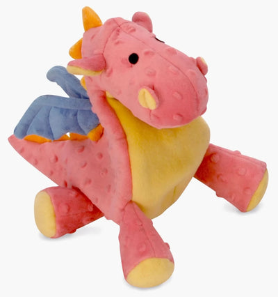 goDog Dragon with Chew Guard Coral Plush Dog Toy Large - Pets Perfect