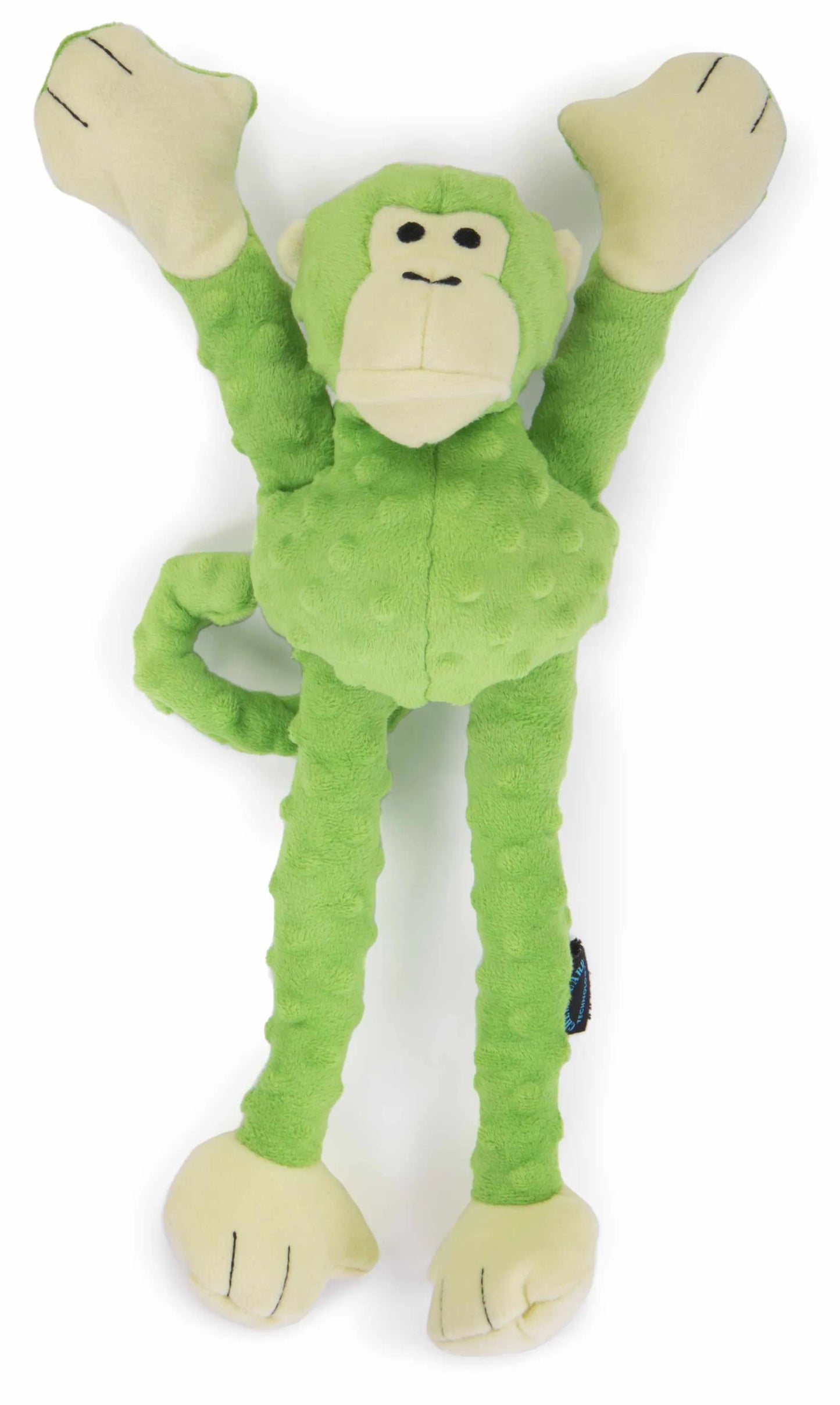 goDog Crazy Tugs Monkeys - Large Plush Squeaky Tug Dog Toy with Chew Guard